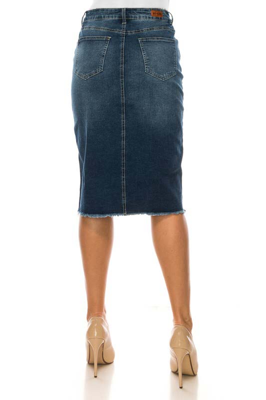 5 Button Fly Dark Indigo Denim Skirt