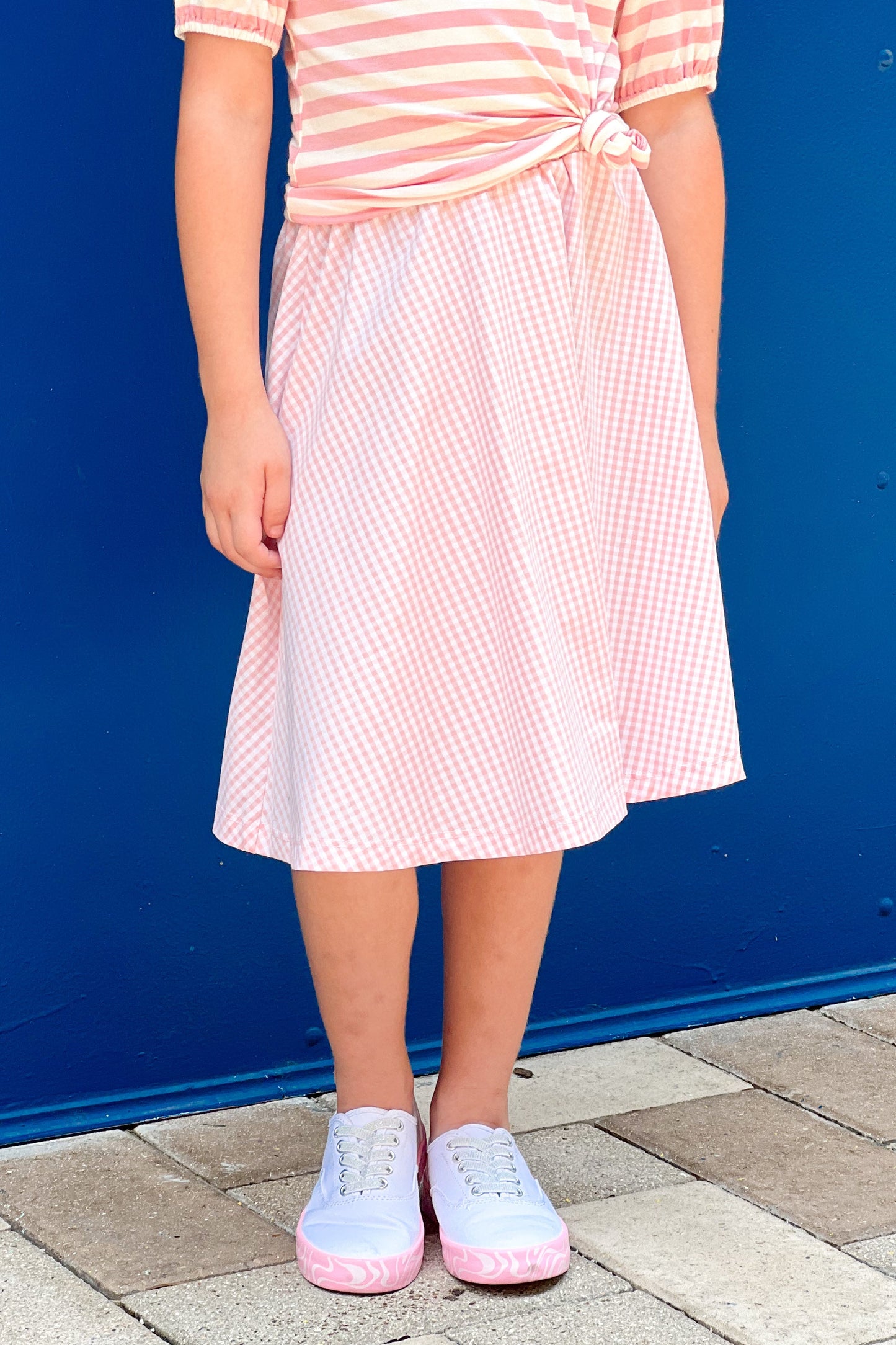 Briley A-Line Skirt in Pink Gingham