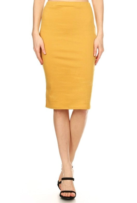 Plus Size Solid Knee Length Straight Skirt