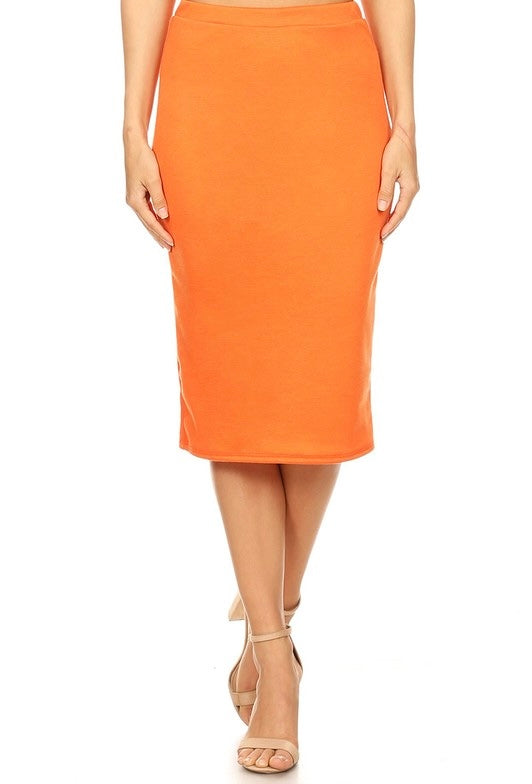 Plus Size Solid Knee Length Straight Skirt