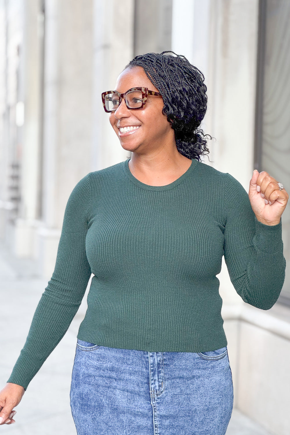 Hunter Green Ribbed Sweater