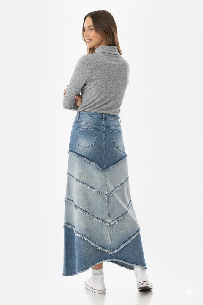 Marissa V-Panel Denim Skirt