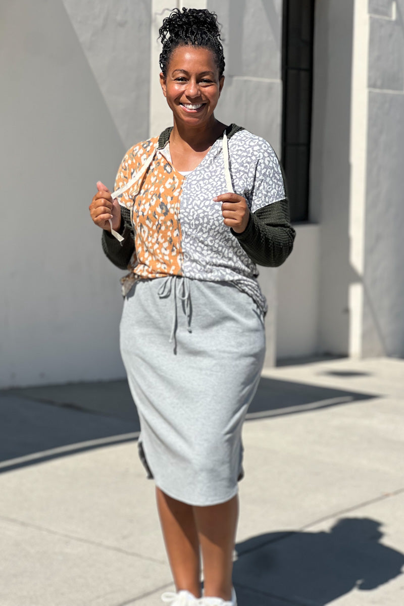 Mix Print Hoodie Top
