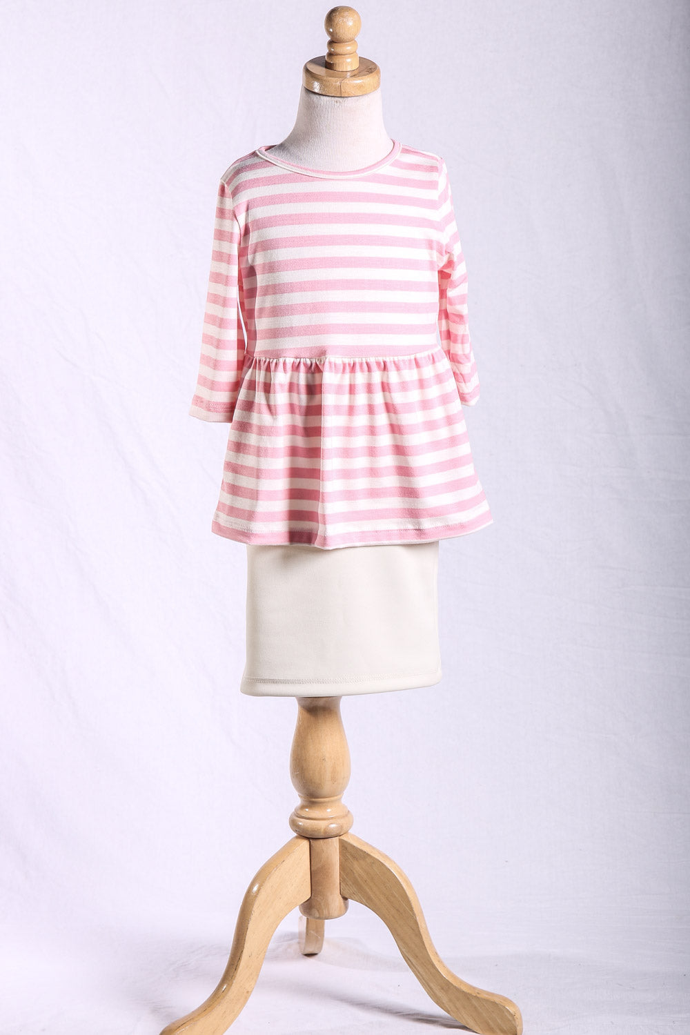Girls Peyton Peplum Pink Stripe Top