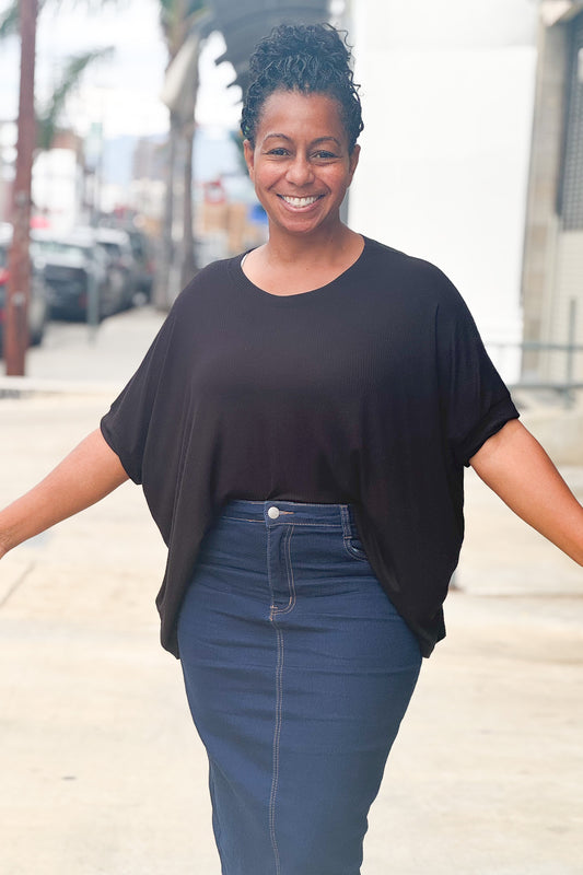 Black Short Sleeve Tunic Top