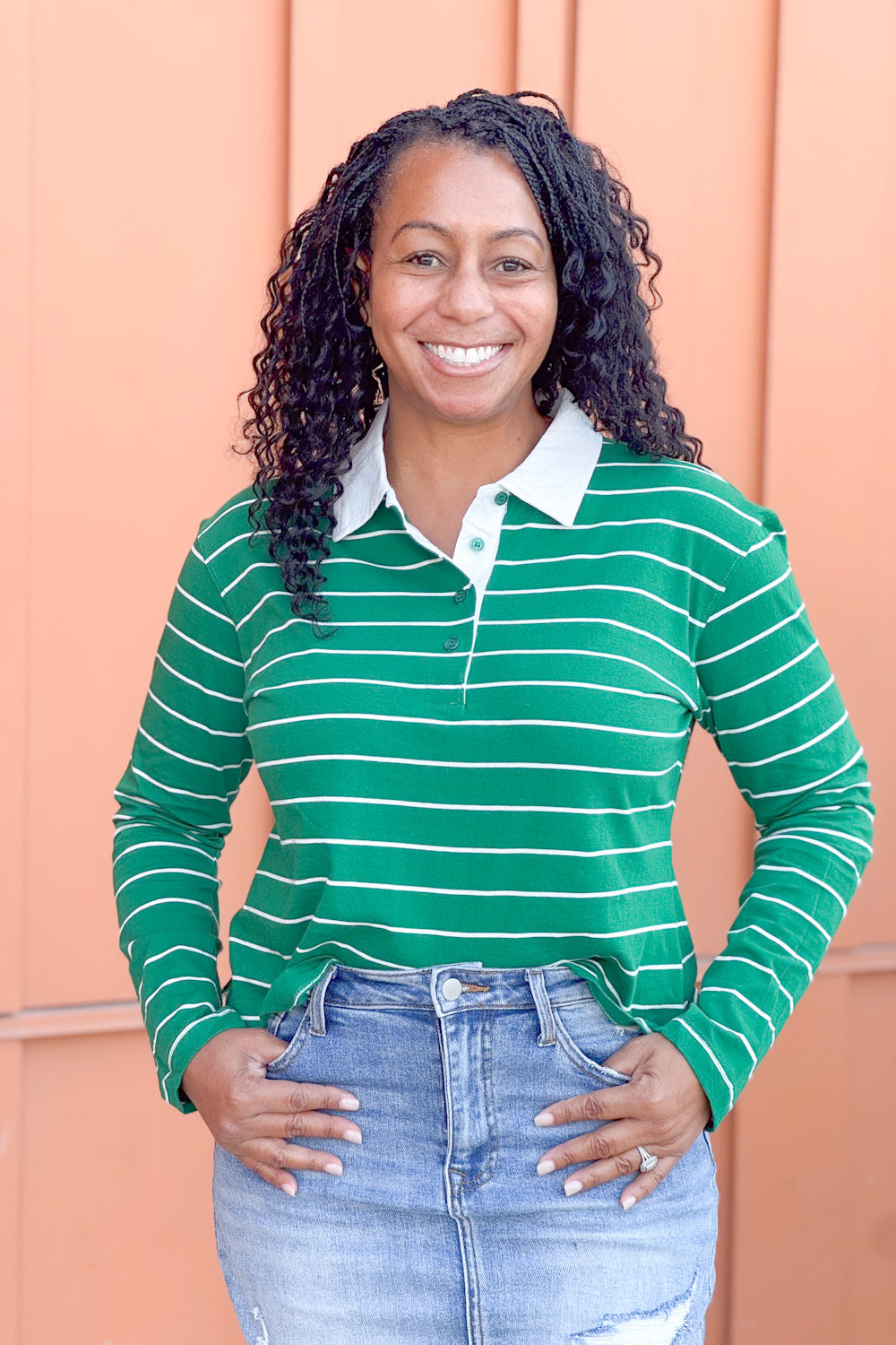 Kelly Green Stripe Polo