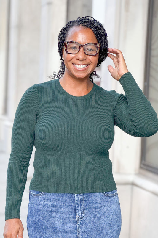 Hunter Green Ribbed Sweater