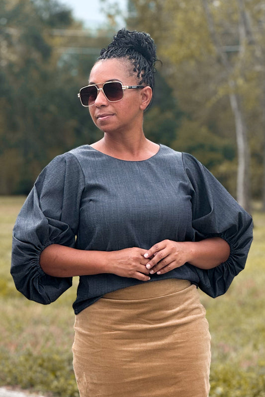 Catalina Puff Sleeve Denim Top