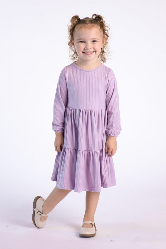 Chloe Vintage Purple Ribbed Dress